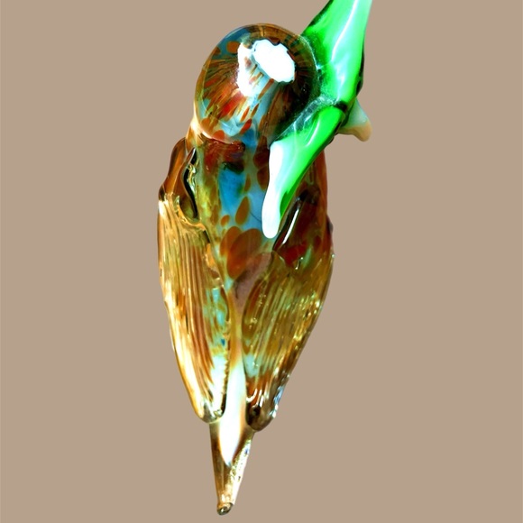 HAND BLOWN ART GLASS OWL BIRD RARE CRISTALES DE CHIHUAHAU JUAREZ MEXICO - Picture 3 of 7